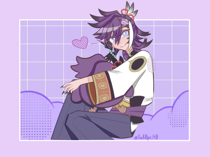 Pastel style fanart of Banzion Hakka from Holostars EN